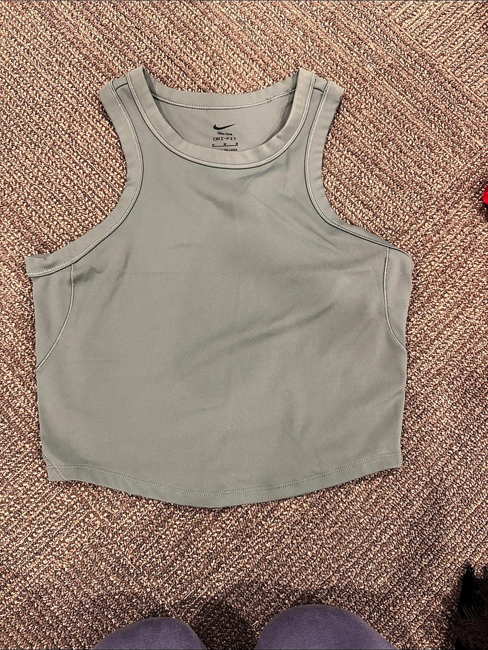 Nike One Fitted Dri-FIT Cropped Tank Top Gray Medium